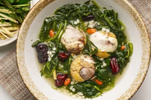 Nguyên liệu tươi ngon làm Trứng vịt lộn ngải cứu.