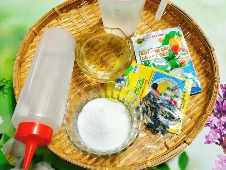 Nguyên liệu & Dụng cụ làm trân châu tại nhà.