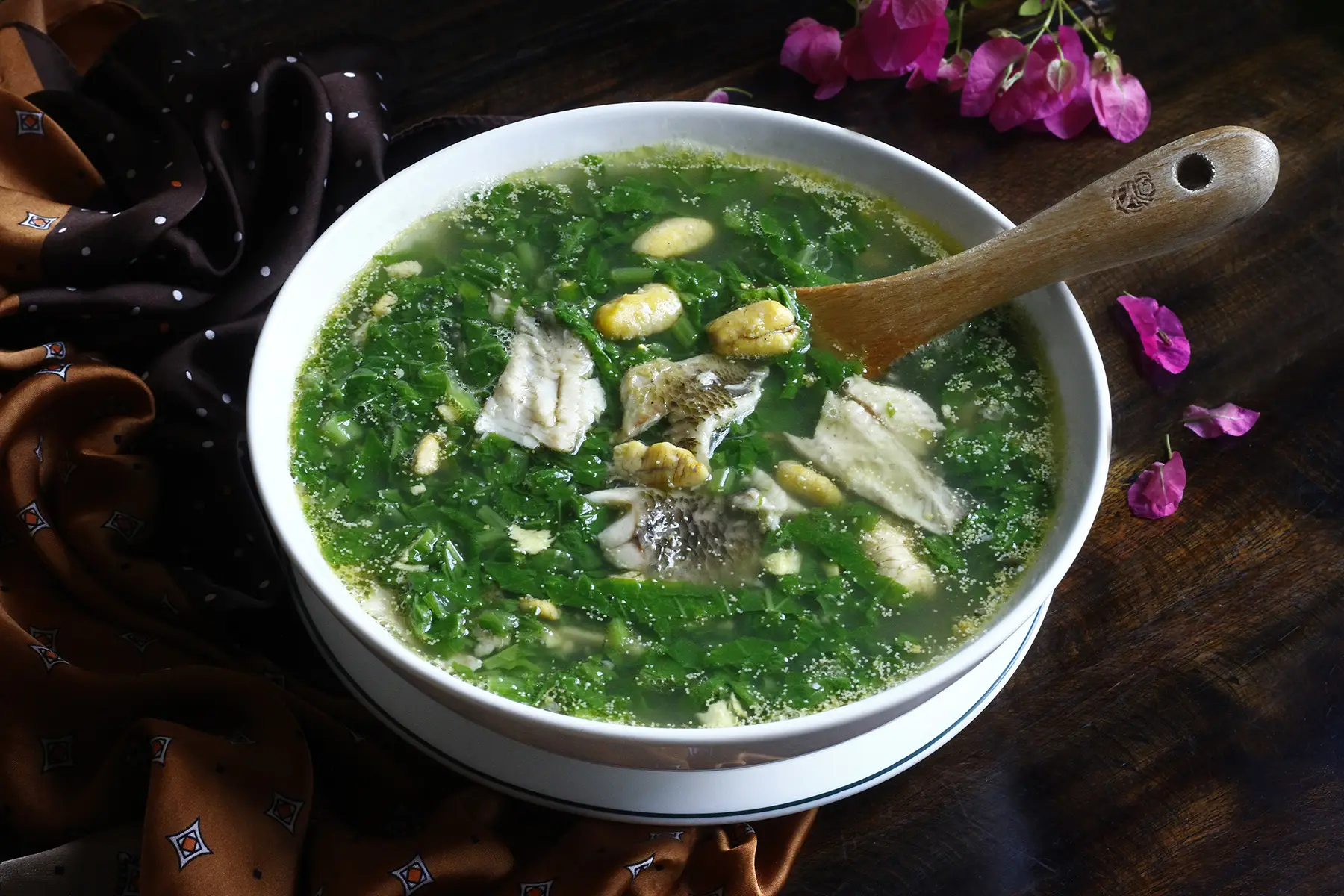 Canh cá rô đồng rau cải