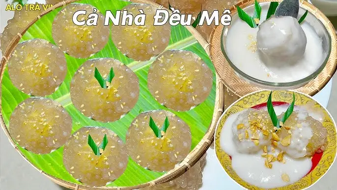 Bột báng luộc chín trong veo, mềm dẻo.