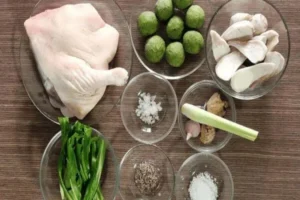 Nguyên liệu tươi ngon cho món Vịt om sấu.