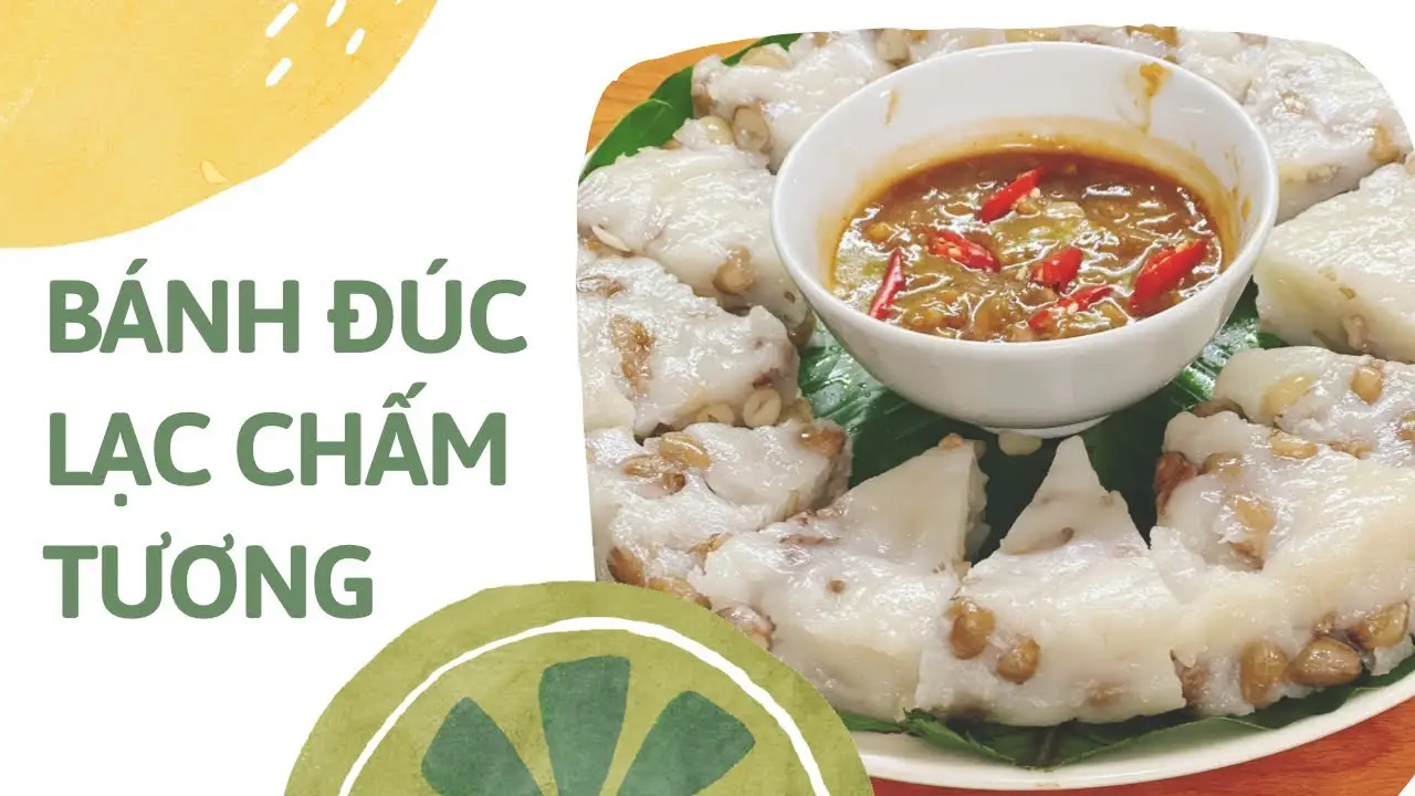 Bánh đúc lạc truyền thống, chấm rau sống ngon.