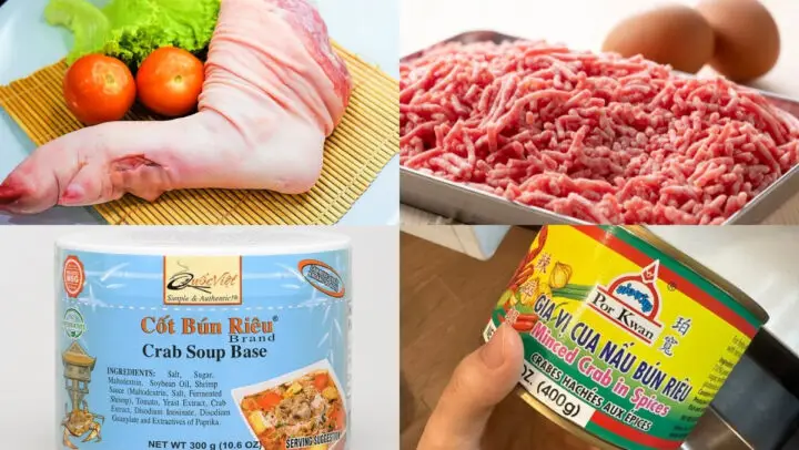 Nguyên liệu tươi ngon làm bún riêu giò heo