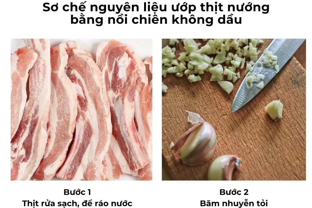 Nguyên liệu sơ chế nướng vàng thơm ngon.