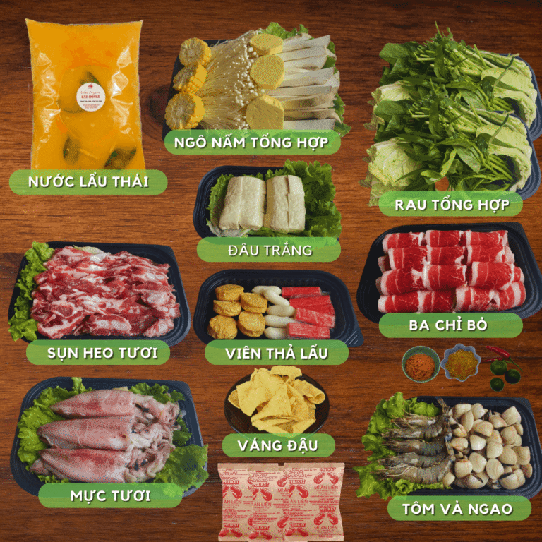 Nguyên liệu Lẩu Thái tươi ngon.