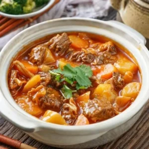 Nồi Sốt Vang Gân Bò Nóng Hổi