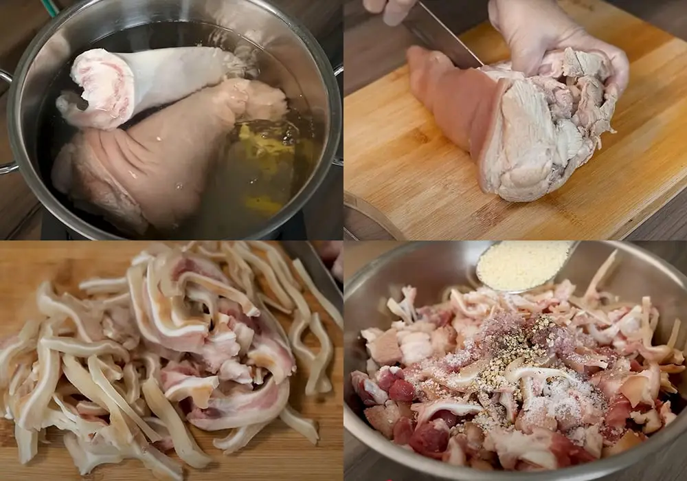 Thịt đông ướp gia vị, sẵn sàng chế biến.